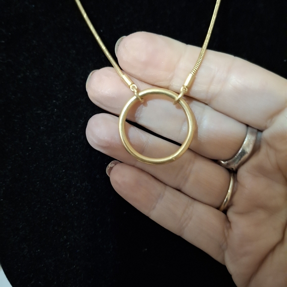 Madewell Gold Circle Pendant Necklace Adjustable 24" - Picture 2 of 5